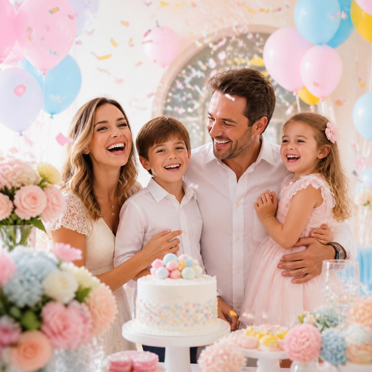 Famiglia felice che festeggia insieme a una festa organizzata da Dream Party Planner